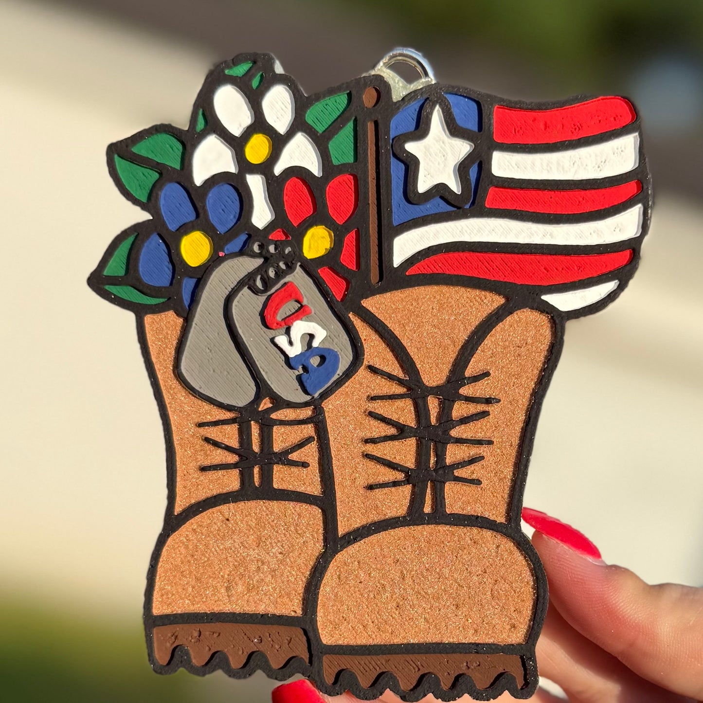 Army Boots with Flag Patriotic Freshie - Unicorn - RTS