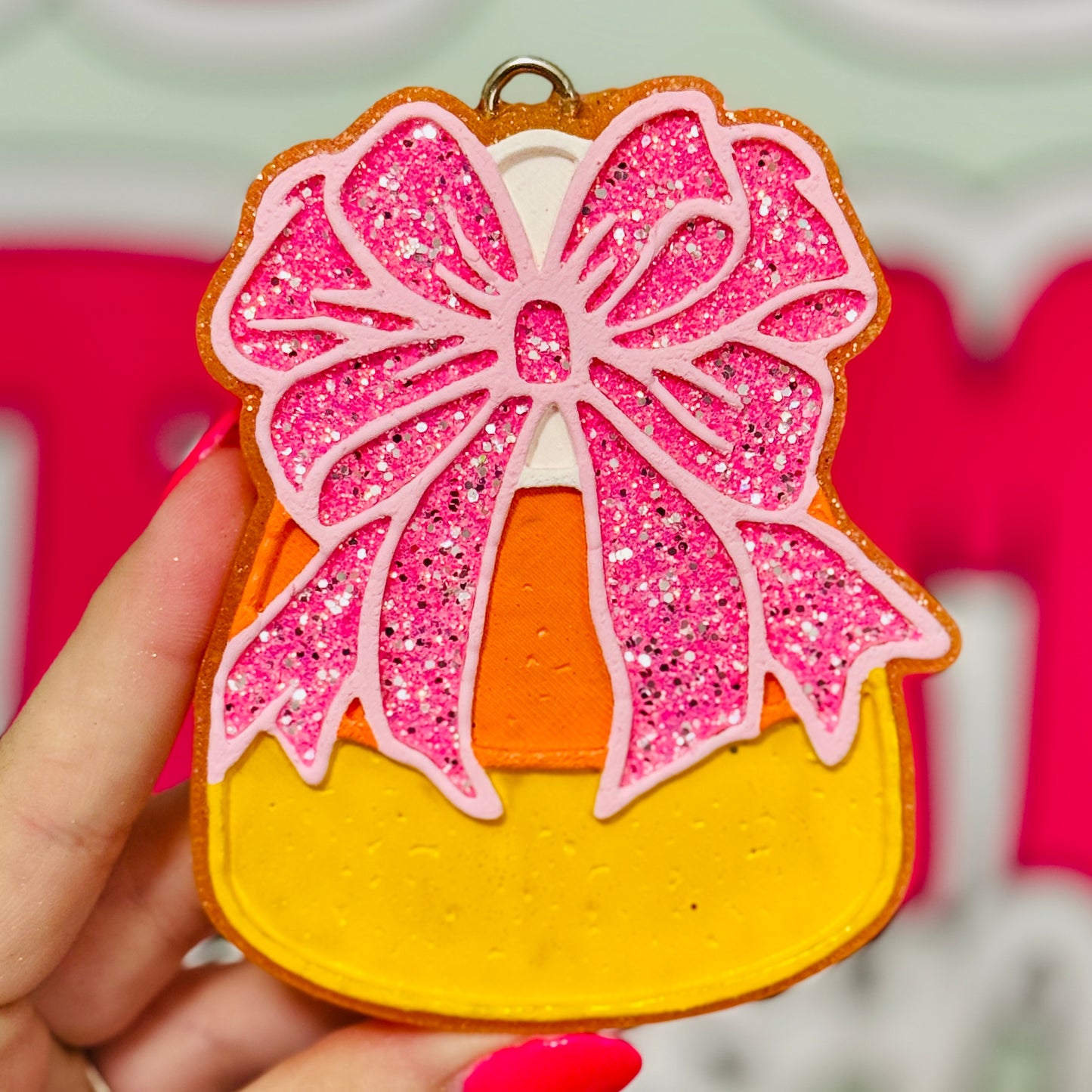 Candy Corn with Big Bow Freshie - Pumpkin Sugar Donut - RTS