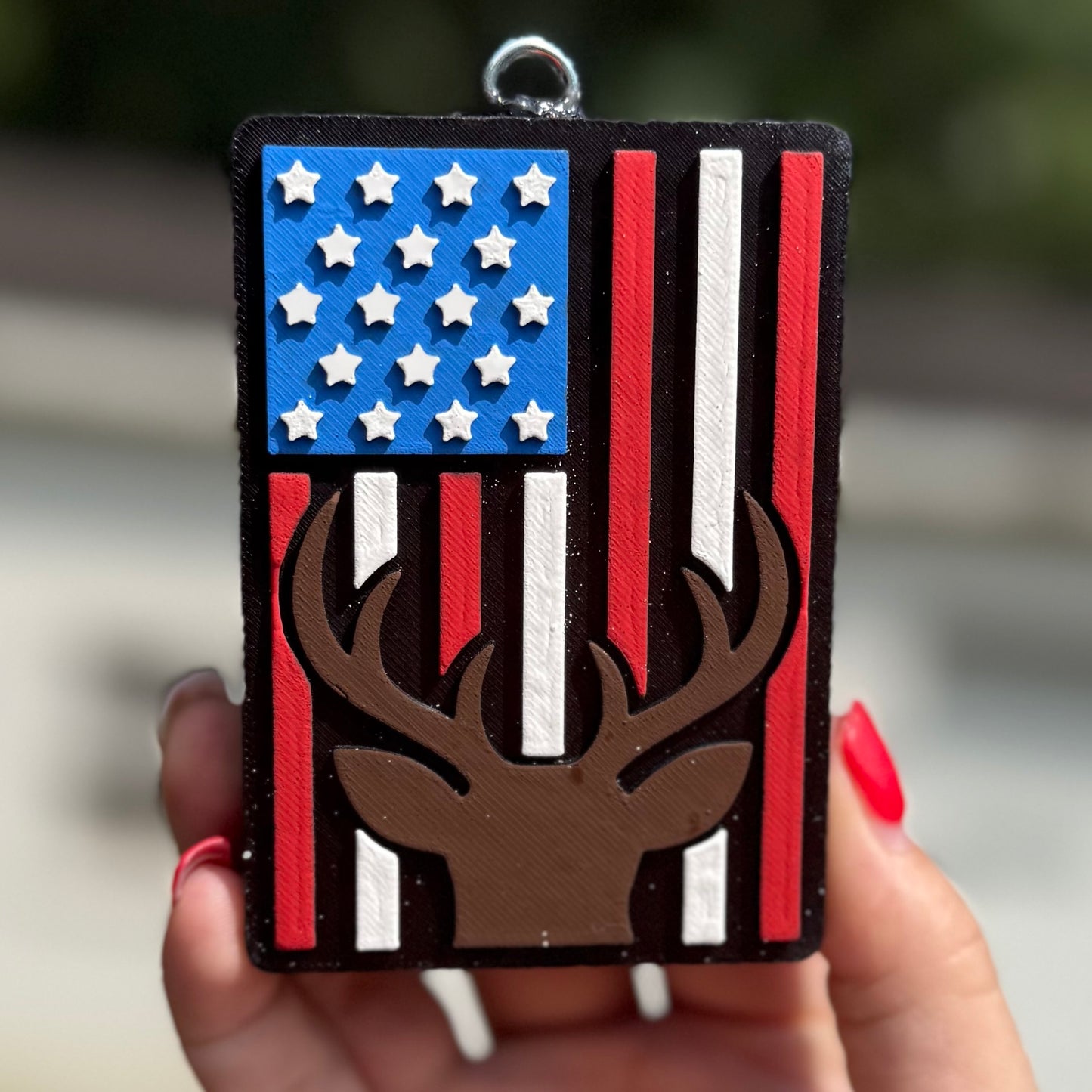 American Flag with Deer Silhouette Freshie - Black Ice - RTS