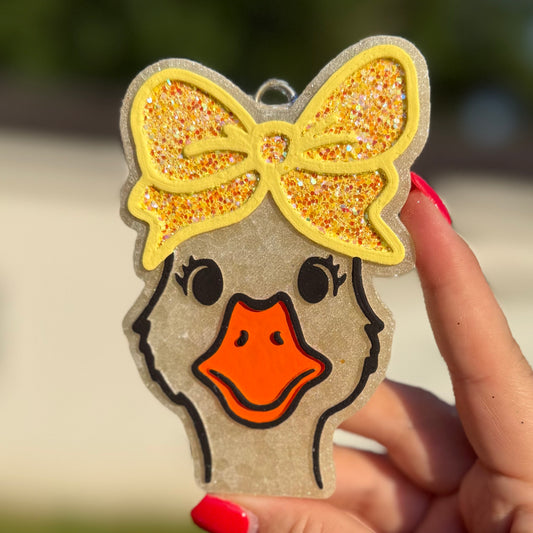 Goose Head with Yellow Bow Freshie - Cranberry Woods - RTS