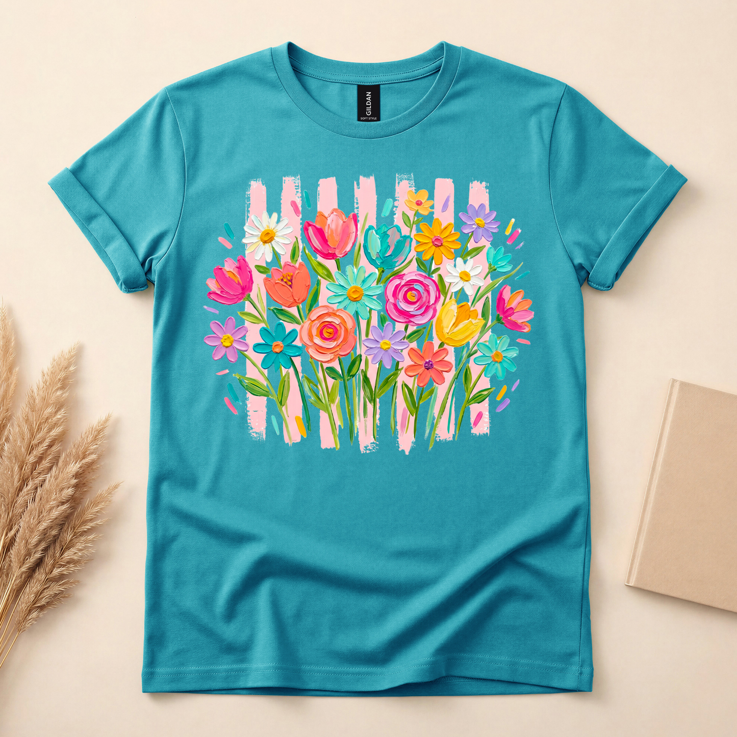 Brushstroke Colorful Flowers Shirt