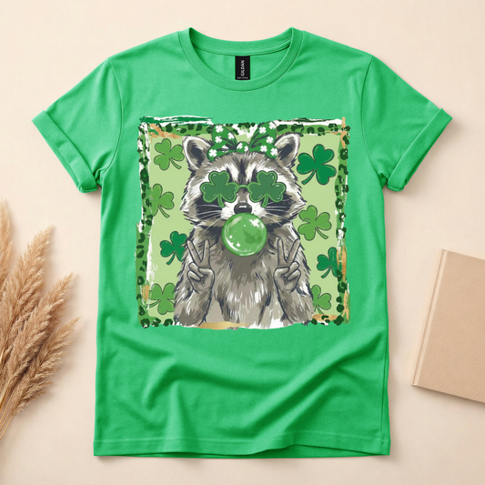 Raccoon with Bubblegum and Peace Signs Shirt