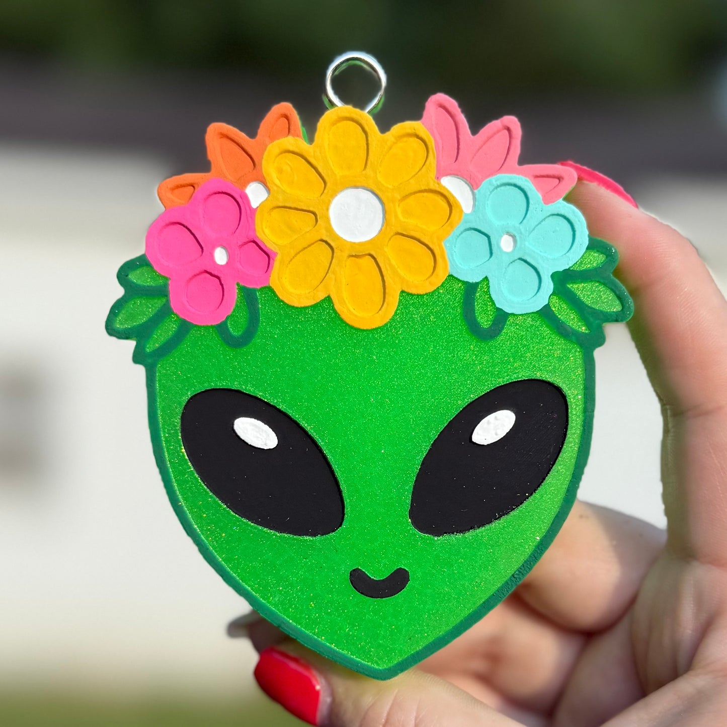 Alien with Flower Crown Freshie - Fresh Roses - RTS