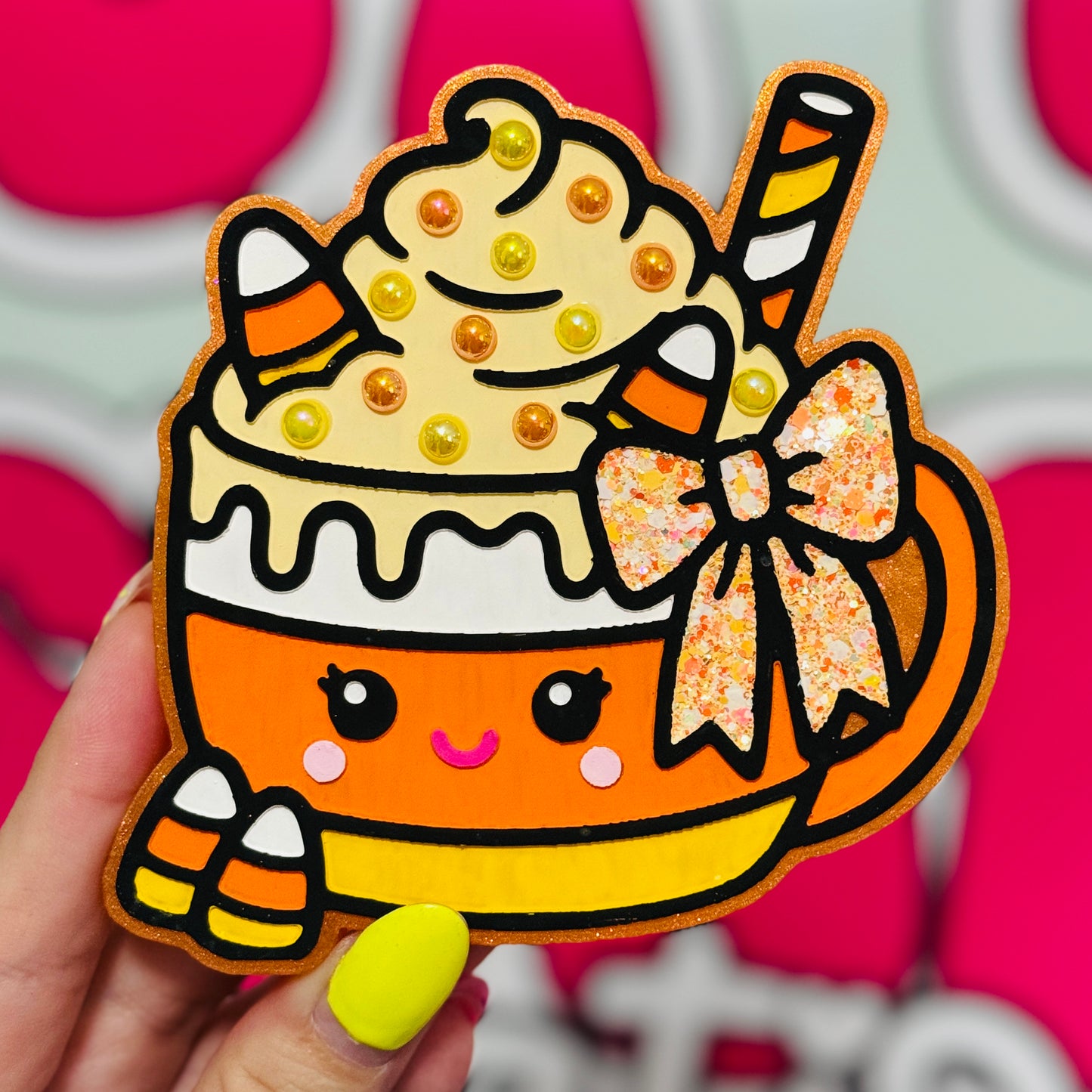 Orange Candy Corn Mug Freshie - Flannel Jacket - RTS