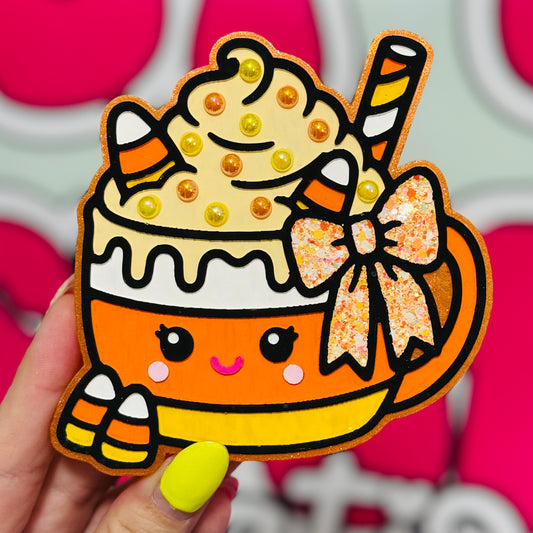 Orange Candy Corn Mug Freshie - Flannel Jacket - RTS