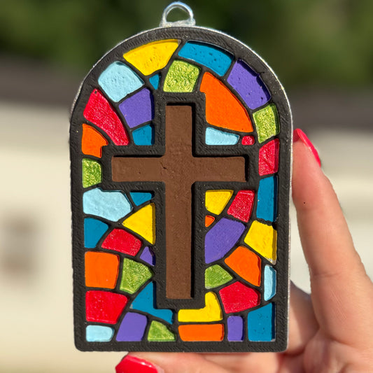Stained Glass Cross Freshie - Pink Sugar - RTS