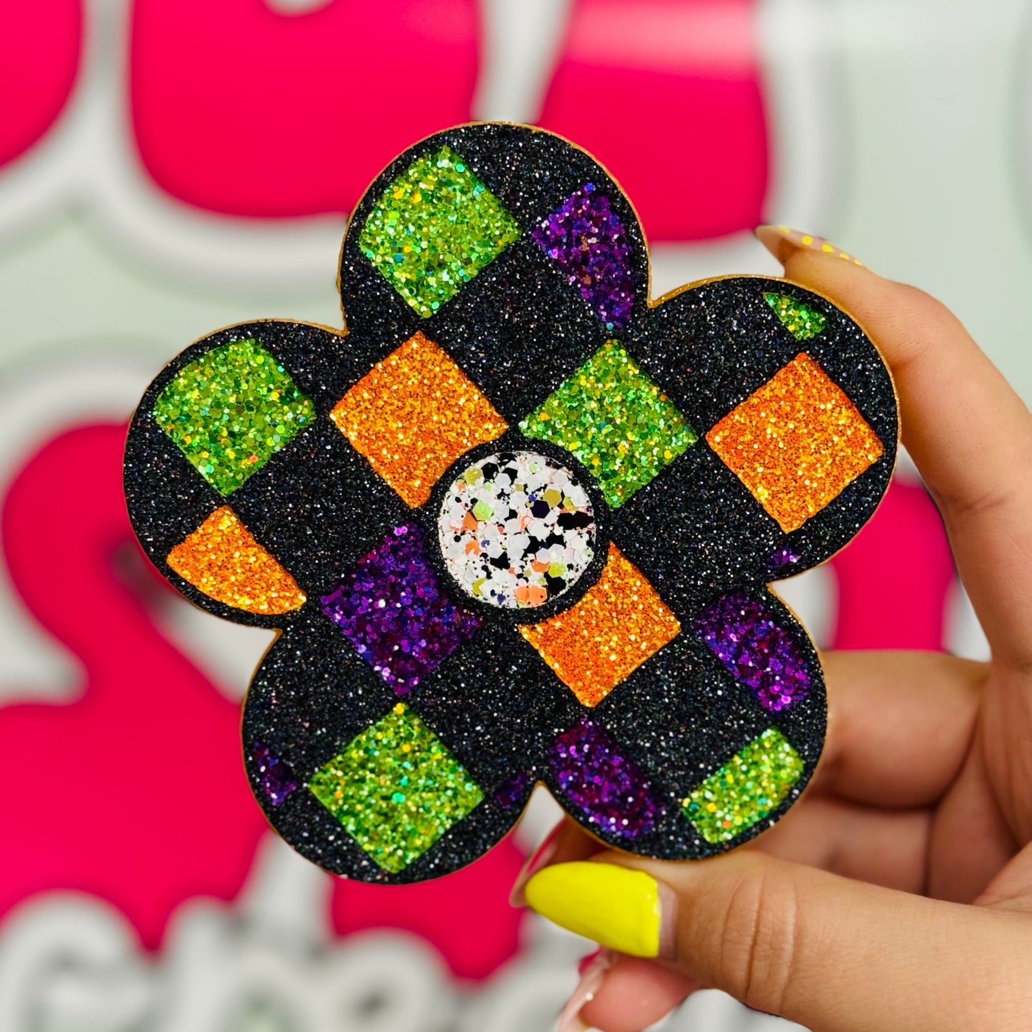 Checkered Flower Freshie - Pink Watermelon - RTS