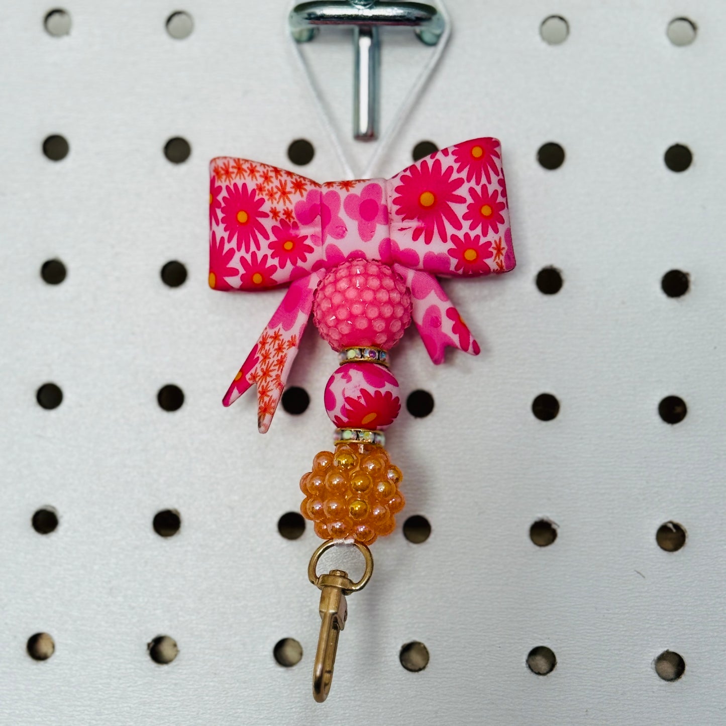 Pink/Orange Floral Freshie Hanger - RTS