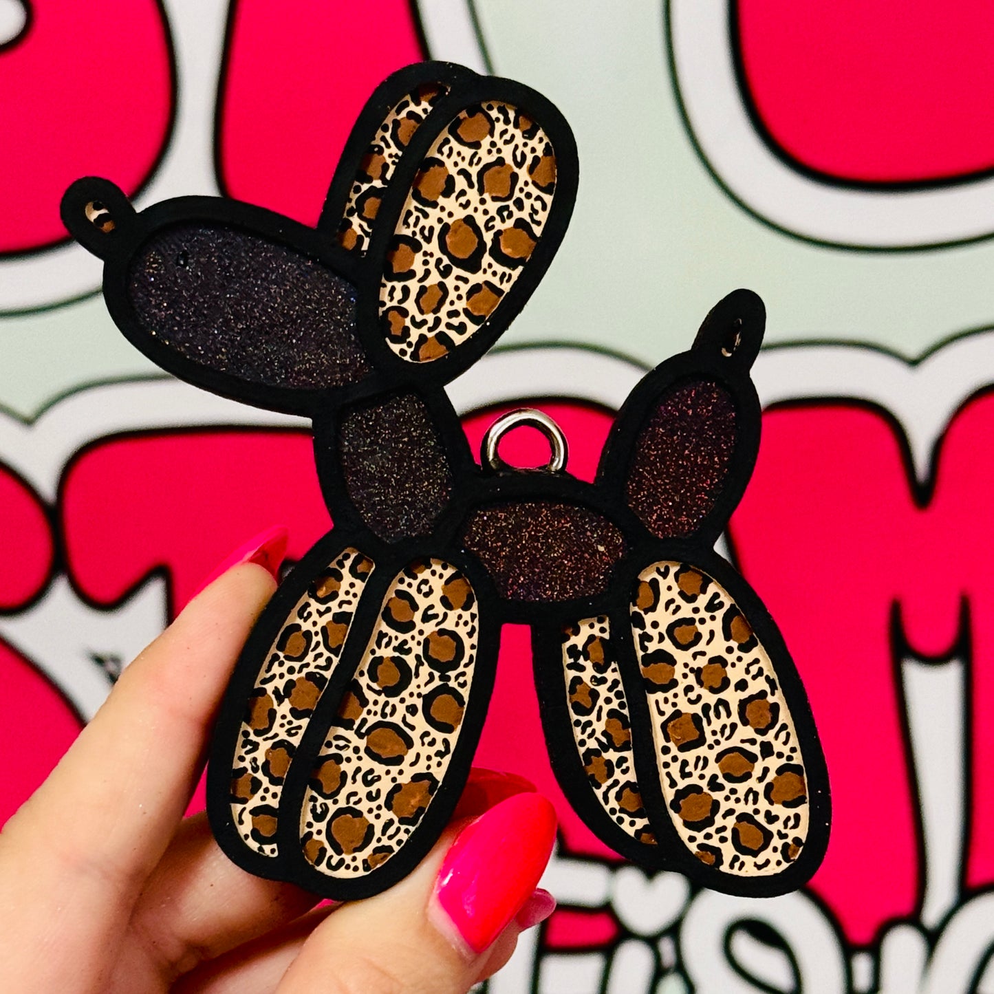 Leopard Balloon Dog Freshie - SDJ 62/Bum Bum - RTS