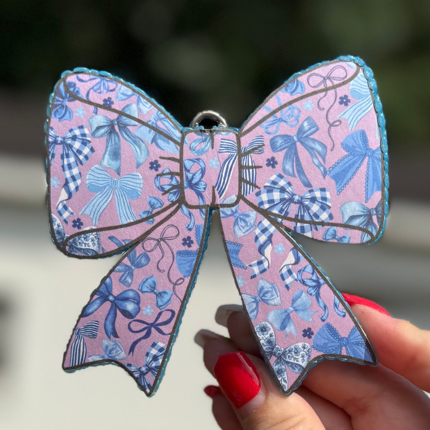 Pink with Blue Bows Exclusive Design Cardstock Bow - Caribbean Escape - RTS