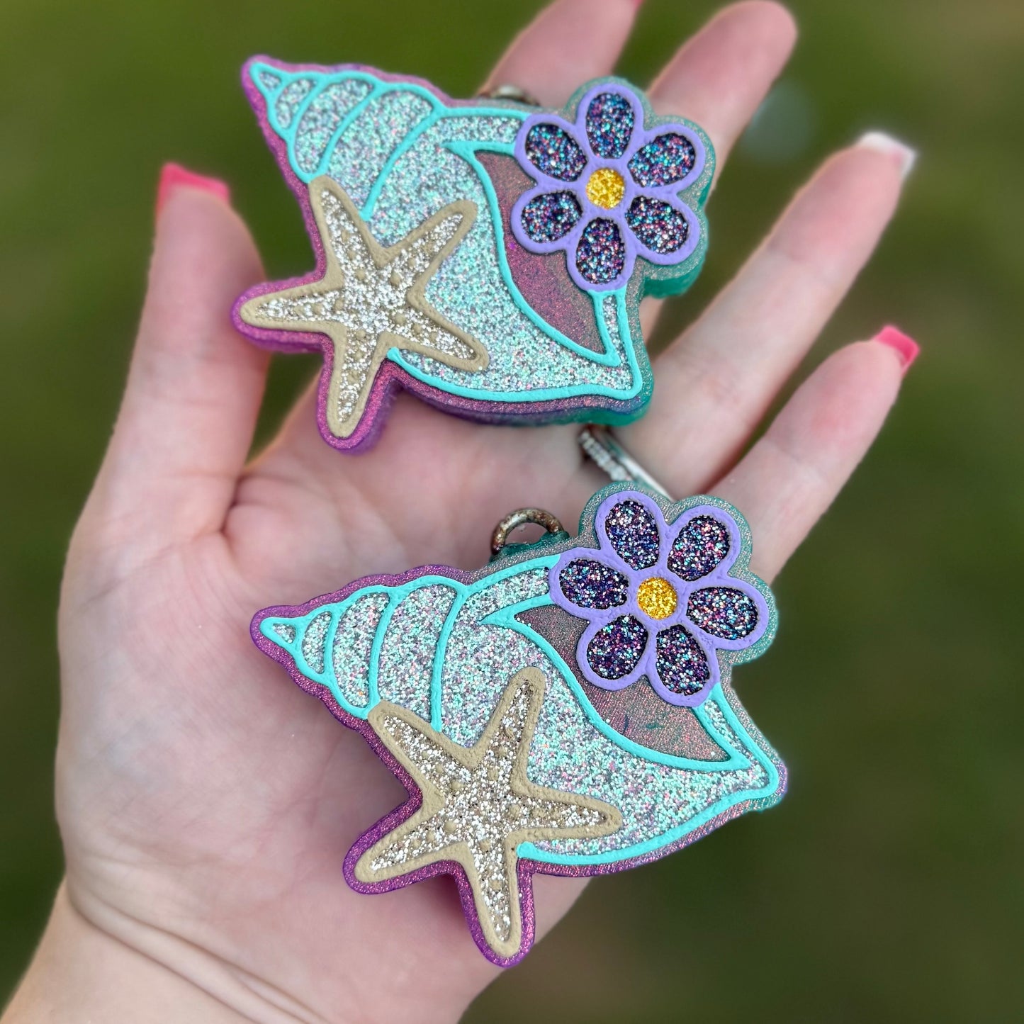 Seashell with Starfish and Flower Freshie - Unicorn - RTS
