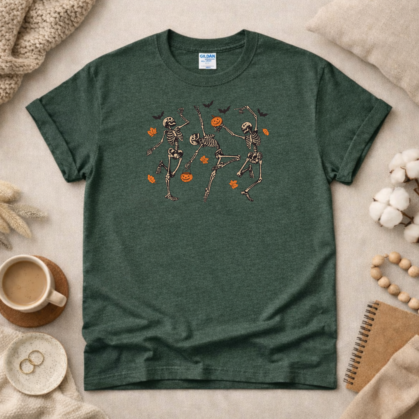 Skeletons with Pumpkins and Bats Shirt