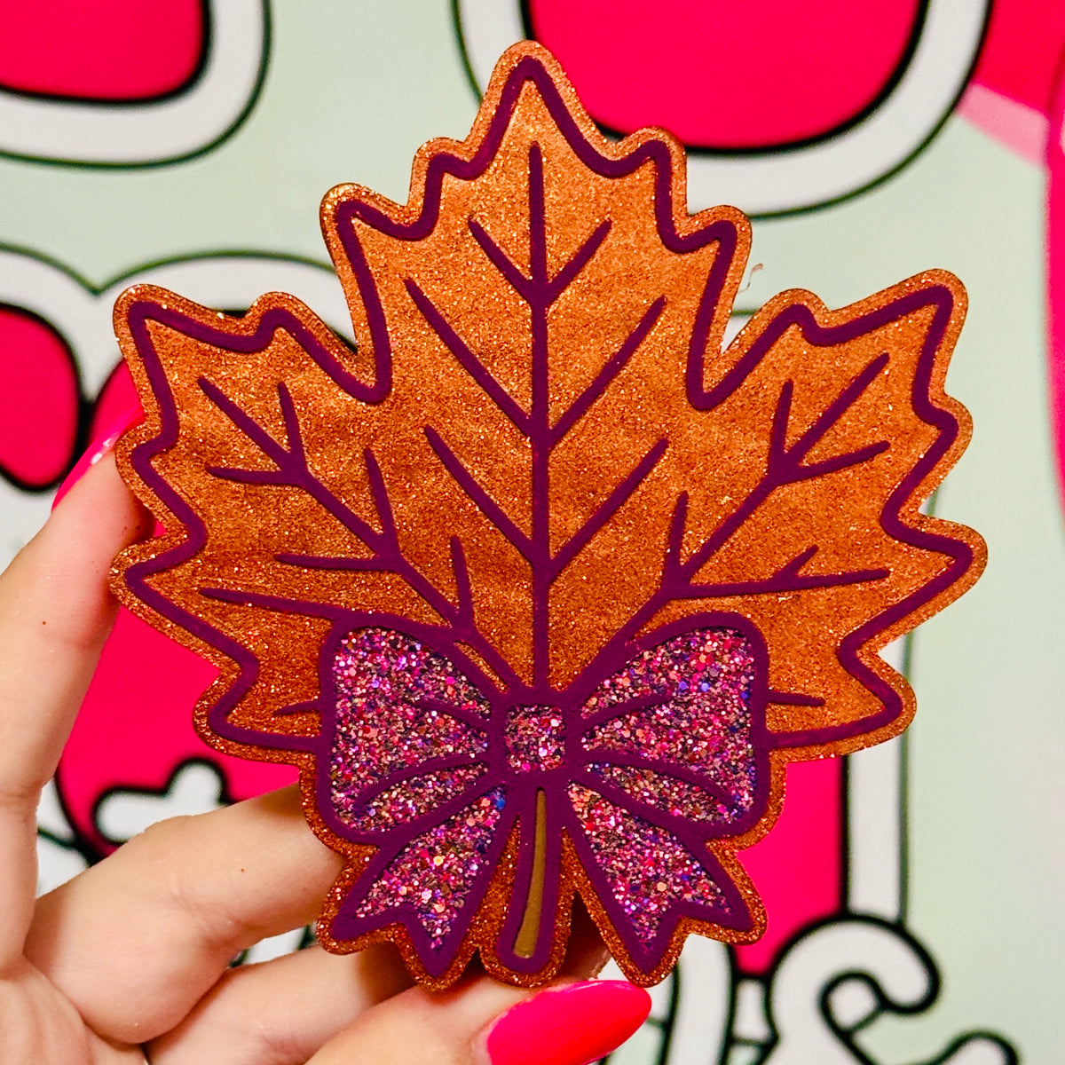 Fall Leaf with Bow Freshie - Leaves - RTS