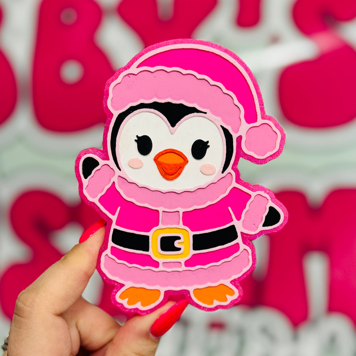 Pink Penguin Freshie - Merry Maple Waffles - RTS