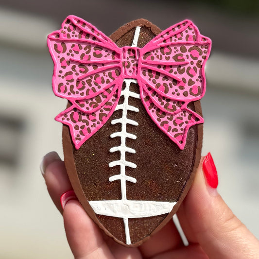 Football with Pink Cheetah/Leopard Bow Freshie - Cherry DP - RTS