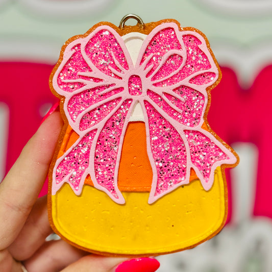 Candy Corn with Big Bow Freshie - Pumpkin Sugar Donut - RTS