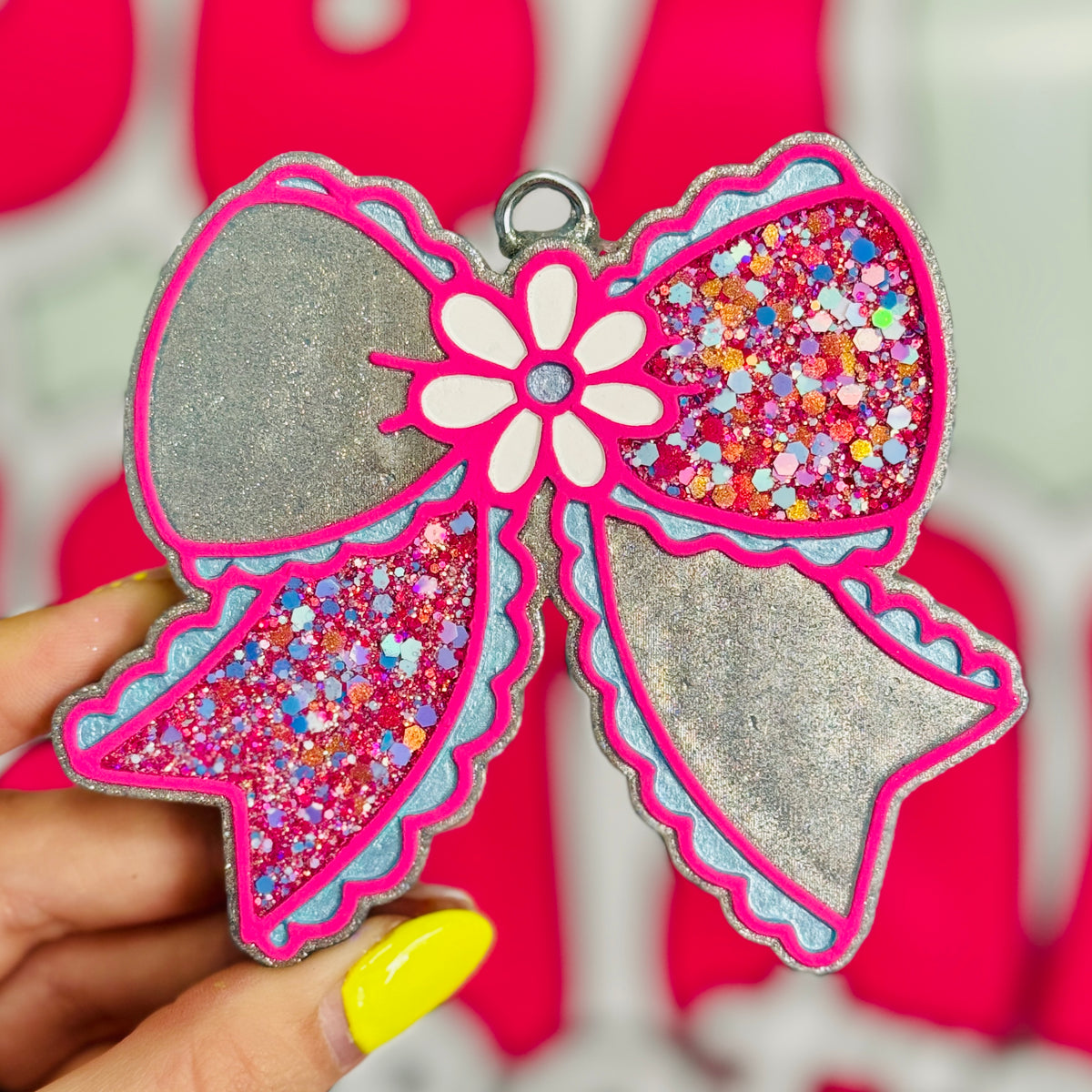 Bow with Flower Center Freshie - Pink Laundry - RTS