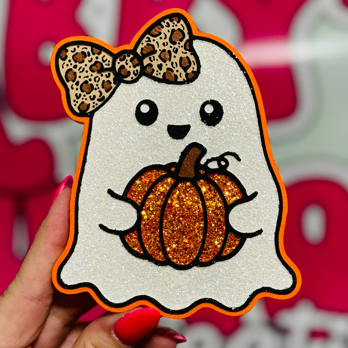 Ghost Holding Pumpkin Freshie - Pumpkin Sugar Donut - RTS