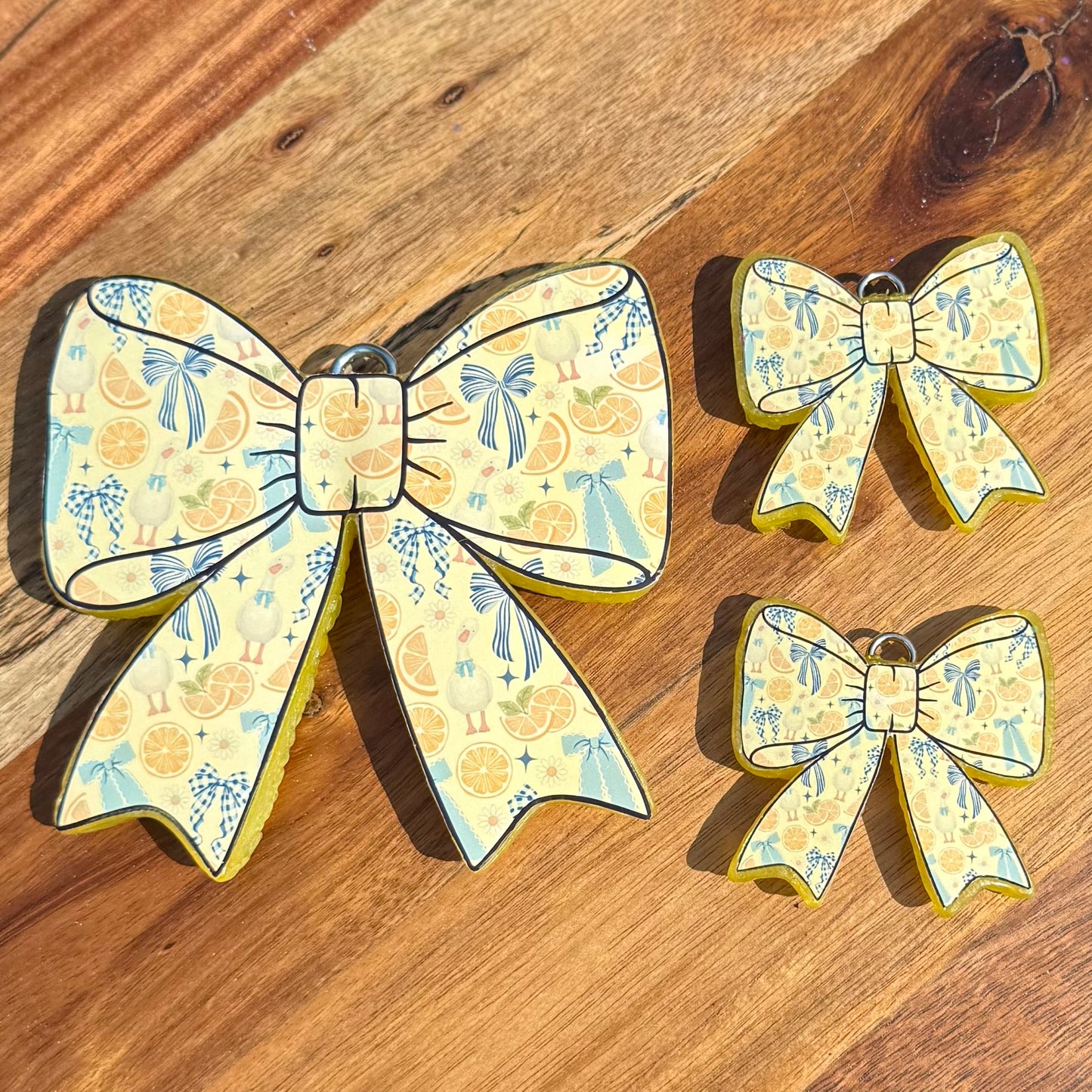 Lemon Goose Exclusive Design Cardstock Bow Freshie Set (1 Full Size & 2 Vents) - Lemon Zest Waterfall - RTS