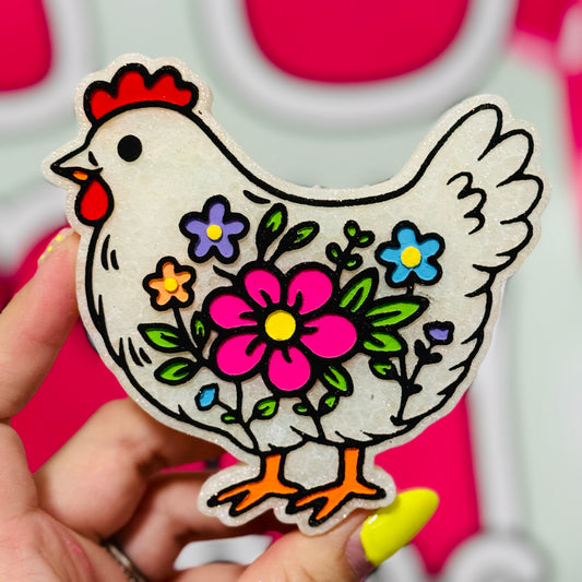 Floral Chicken Freshie - Atomic Cherry - RTS