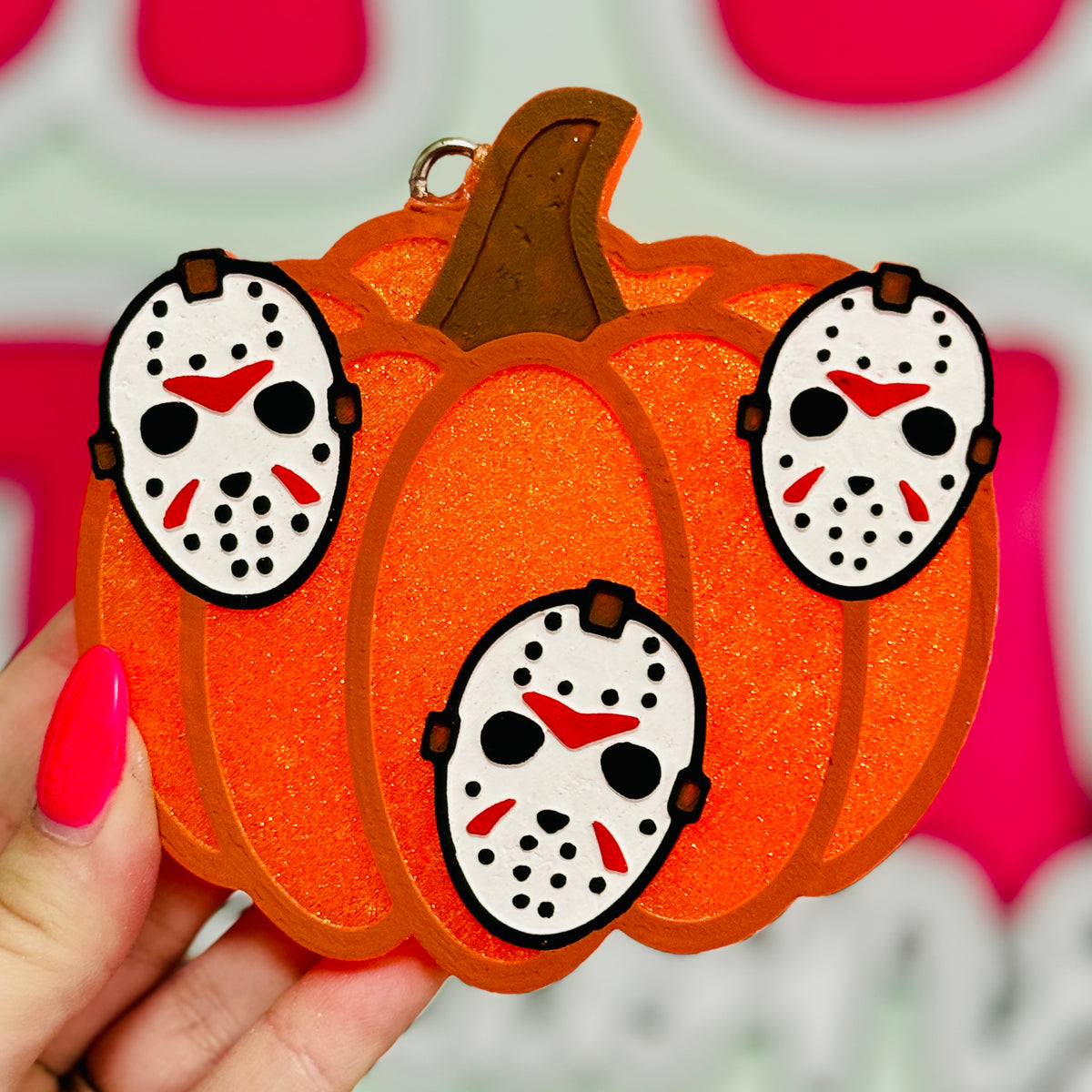 Scary Mask Pumpkin Freshie - Mahogany Pumpkin - RTS