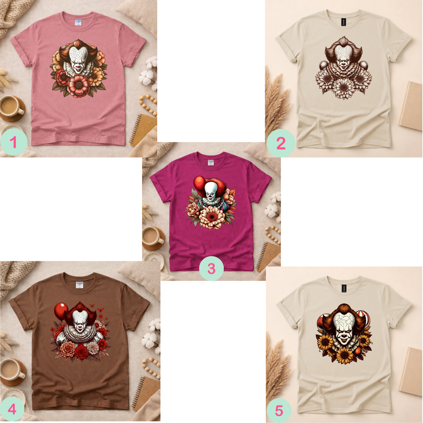 Horror Clown Shirt (Please leave a note with which design you would like)