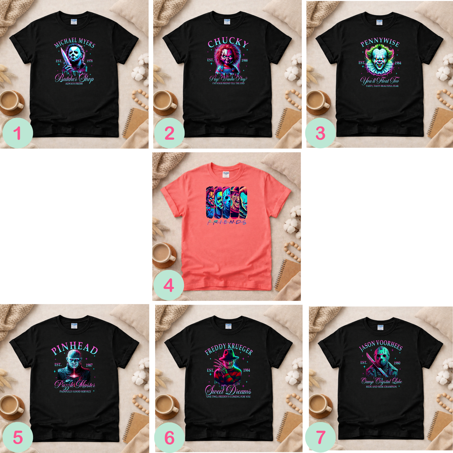 Neon Horror Shirt (Please leave a note with which design you would like)