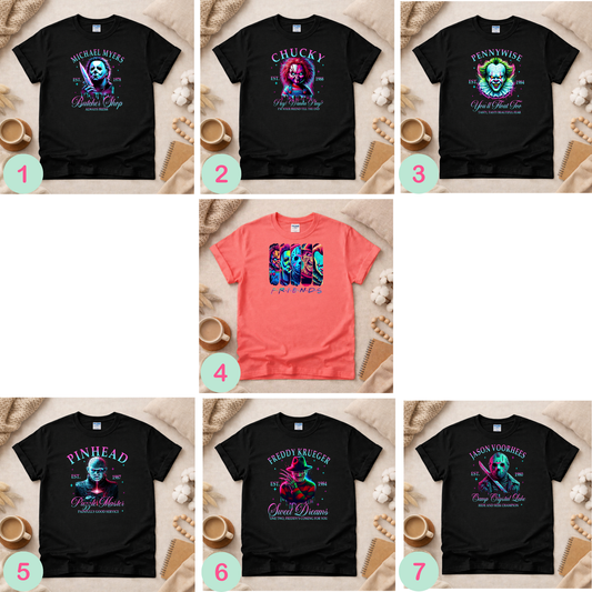 Neon Horror Shirt (Please leave a note with which design you would like)