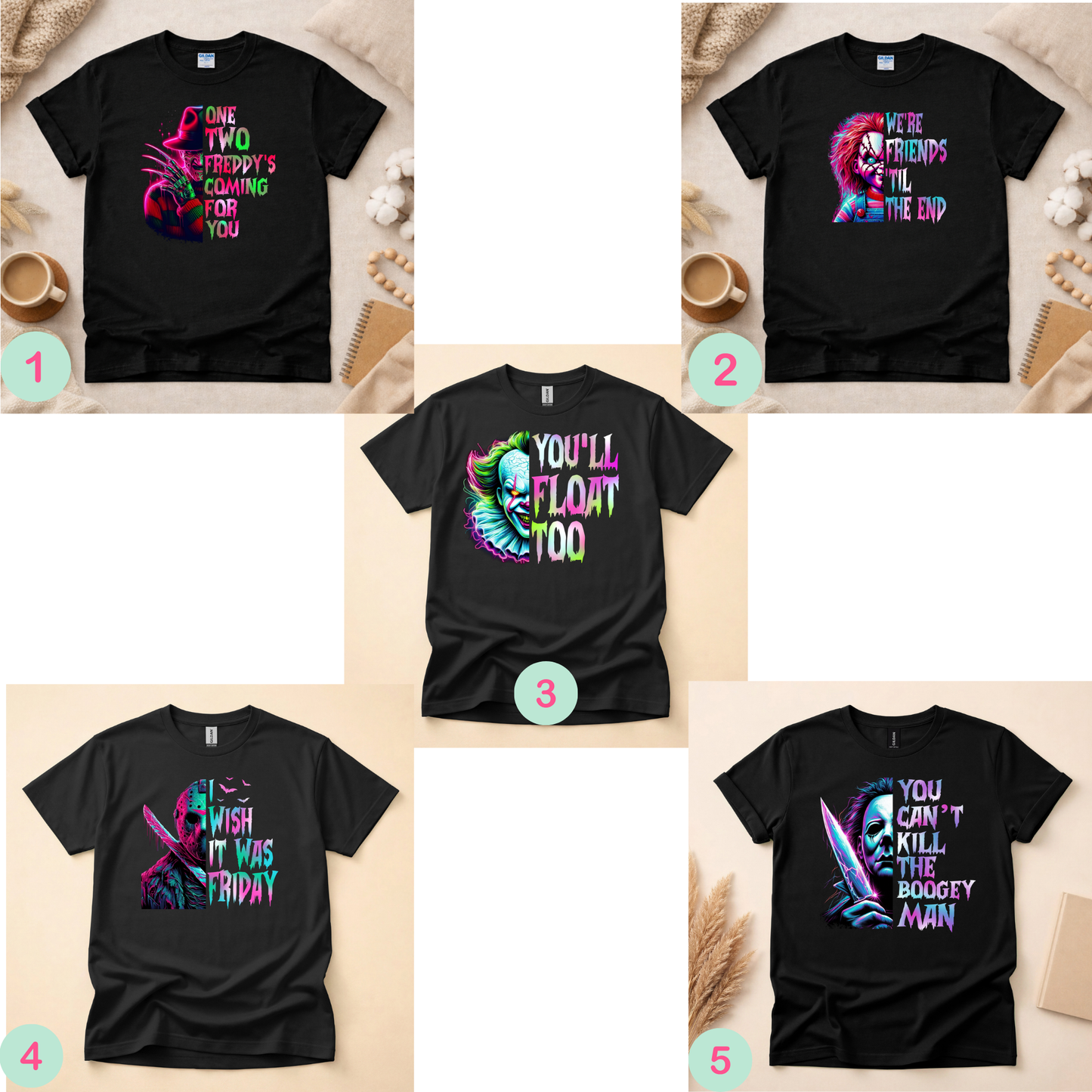 Neon Horror Shirt (Please leave a note with which design you would like)
