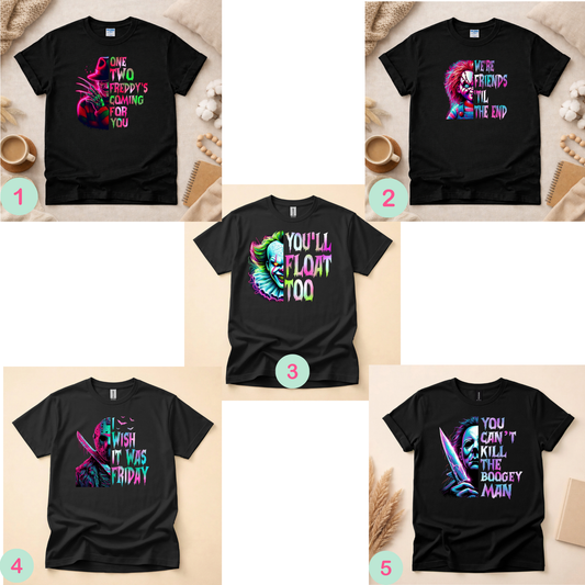 Neon Horror Shirt (Please leave a note with which design you would like)