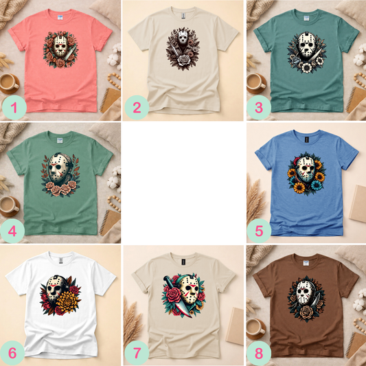 Horror Mask Man Shirt (Please leave a note with which design you would like)